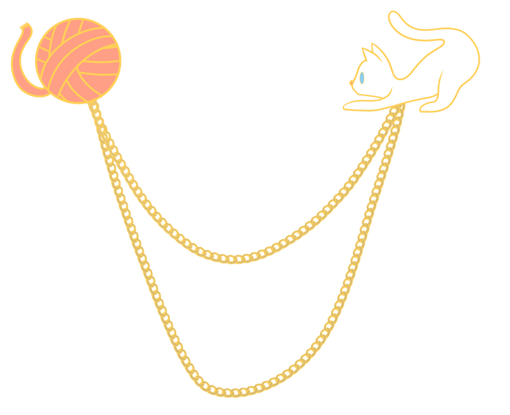 White Cat + Pink Yarn Pins